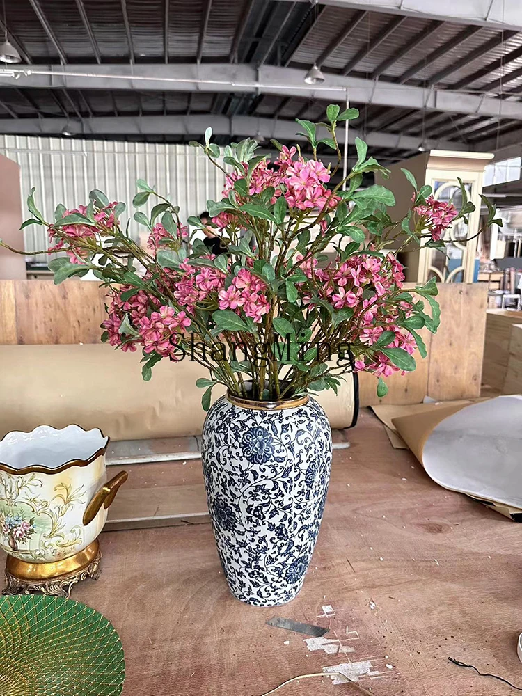 ZYY ceramic vase antique blue and white porcelain large floor-to-ceiling living room ornament Chinese home decoration