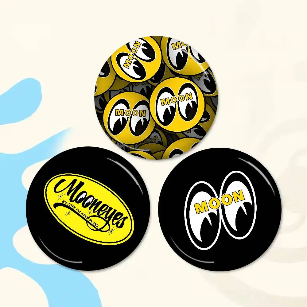 M-Mooneyes Print Round Button Pins Slogan Creative Brooches Backpack Clothes Decoration Fashion Cartoon Jewelry Gifts