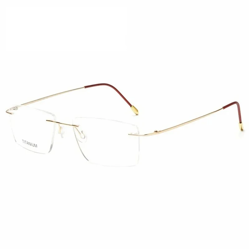 

KUXA Титановые мужские квадратные очки из чистого титана, оптическая оправа для очков без оправы по рецепту, безрамные очки 16011