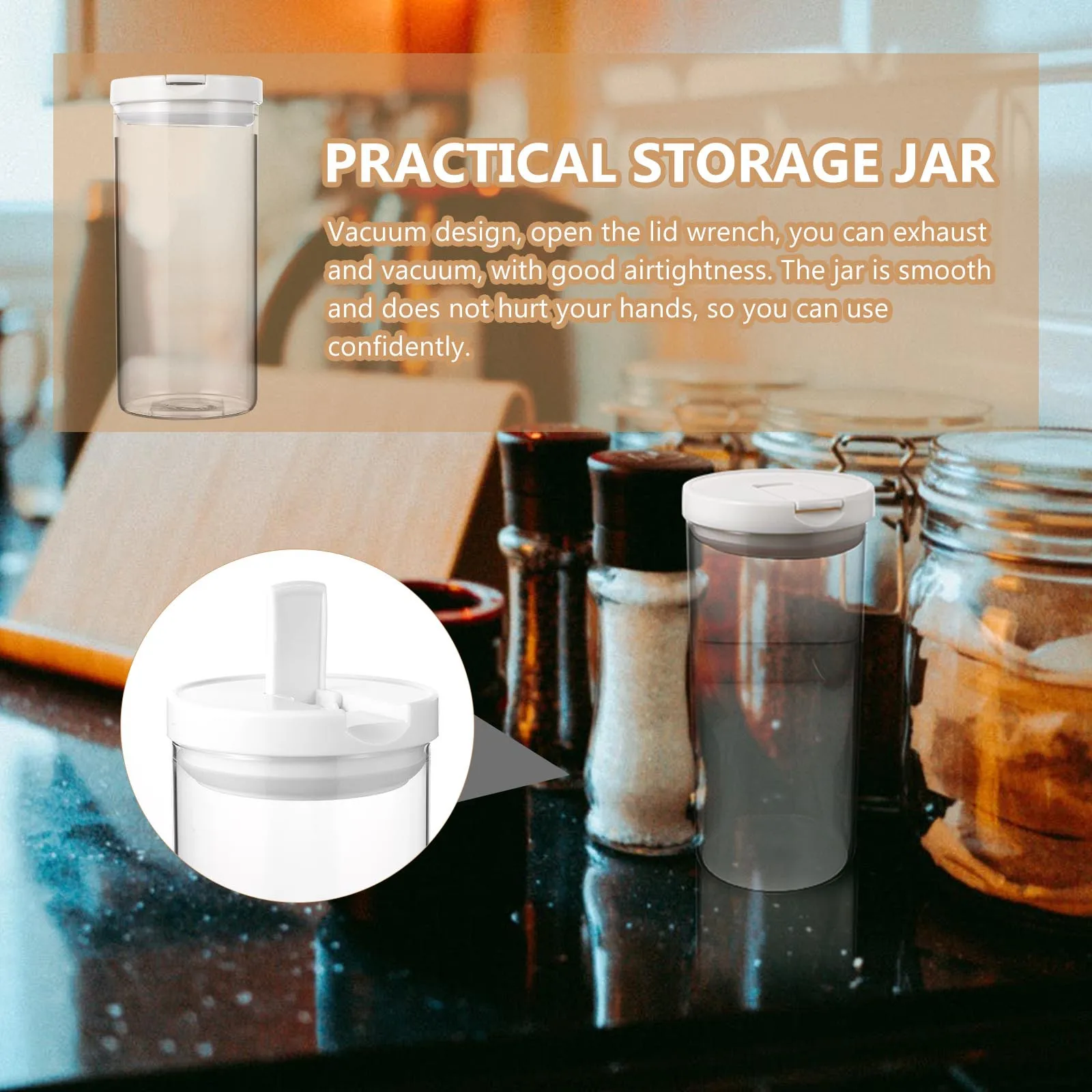 

1Pcs Glass Seal Jar Kitchen Vacuum Storage Box Transparent Design Fresh-Keeping Effect Tea Coffee Dried Fruits Glass Canister