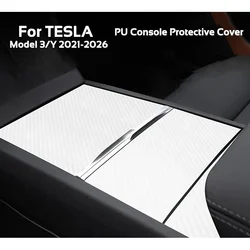 for Tesla Model 3 Y 2021-2026 PU Leather Carbon Center Console Cover Protector Panel Protective Film Sticker Car Accessories