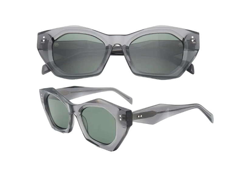 ChicOptix Retro Fashion Damen-Sonnenbrille mit Leopardenmuster, polygonale Sonnenbrille für Herren, Retro-Acetat-Sonnenbrille, UV400, für den Außenbereich, lässig – Detail 13