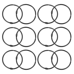 12 Pcs Black Circular Shower Curtain Rings Metal Hanging Rod Rings Round Buckle Home Decor Curtain Hooks Iron Material Round