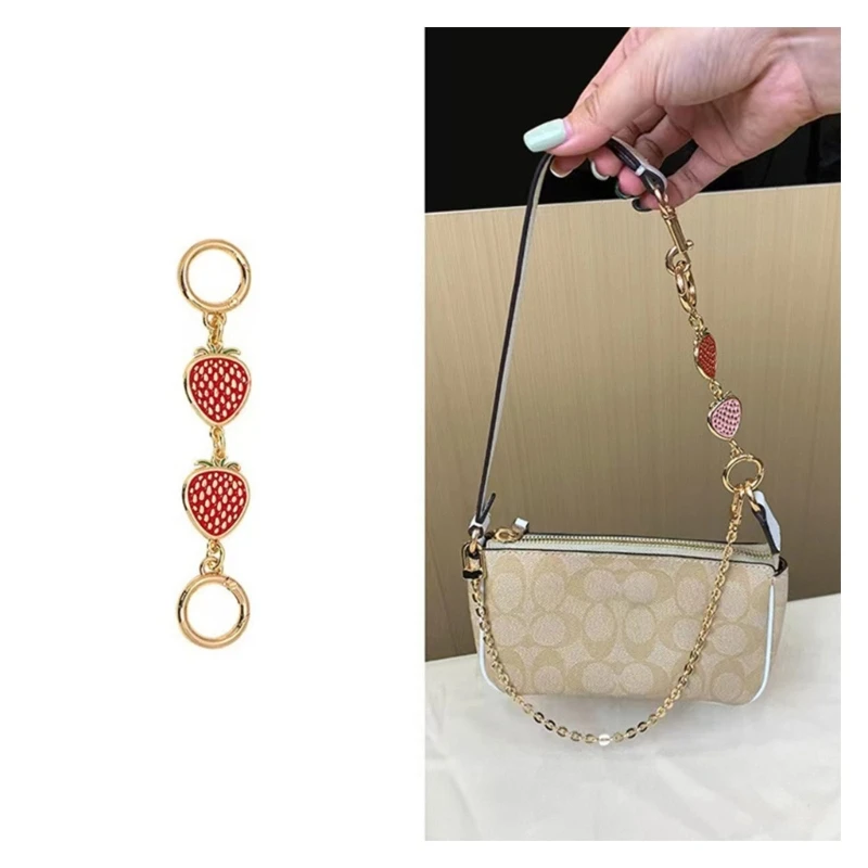 Creative Bag Extension Chain  Strawberry Shape Purse Strap Extender Metal Replacement Bag DIY Accessories