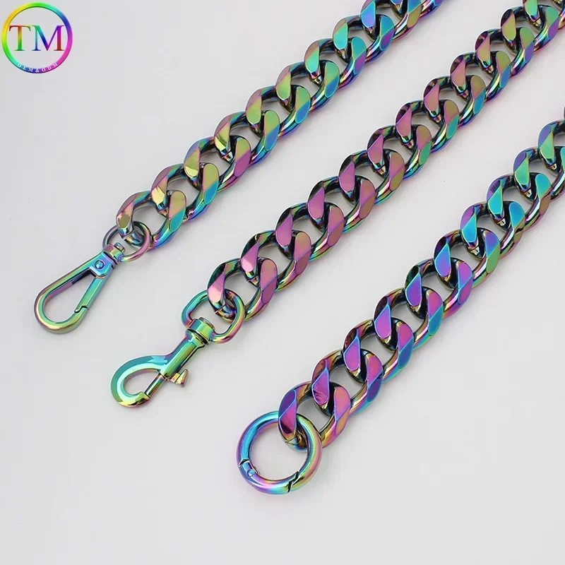 1-3pieces 30-100cm Rainbow Thick Round Aluminum Chain Durable Metal Snap Carabiner For Purse Chain Bags Purses Strap Accessories