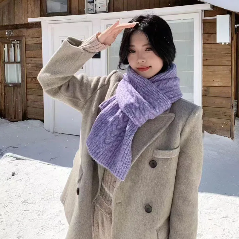 

Cashmere Blend Scarf for Women Winter Warm Thicken Luxury Solid Color Shawl Wraps Female Outdoor Ski Wool Neckerchief Blanket