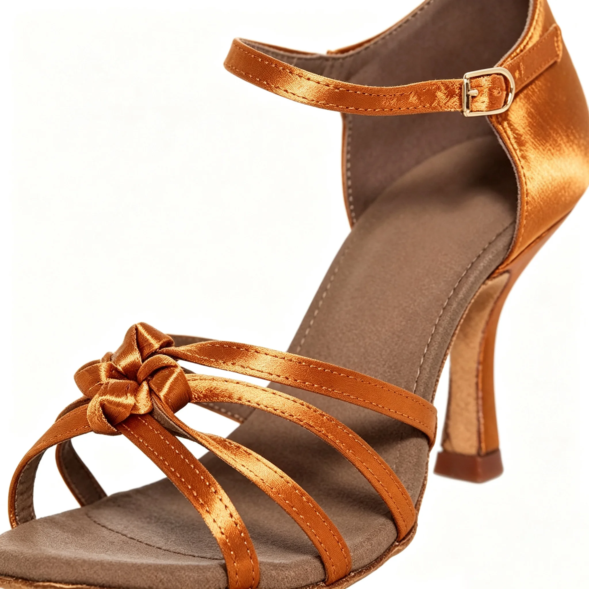 Women Satin Latin Dance Shoes Bow Peep Toe Salsa Cha‑Cha Rumba Ballroom Dance Shoes Girls Sneaker Party Dancing Footwear Sandals