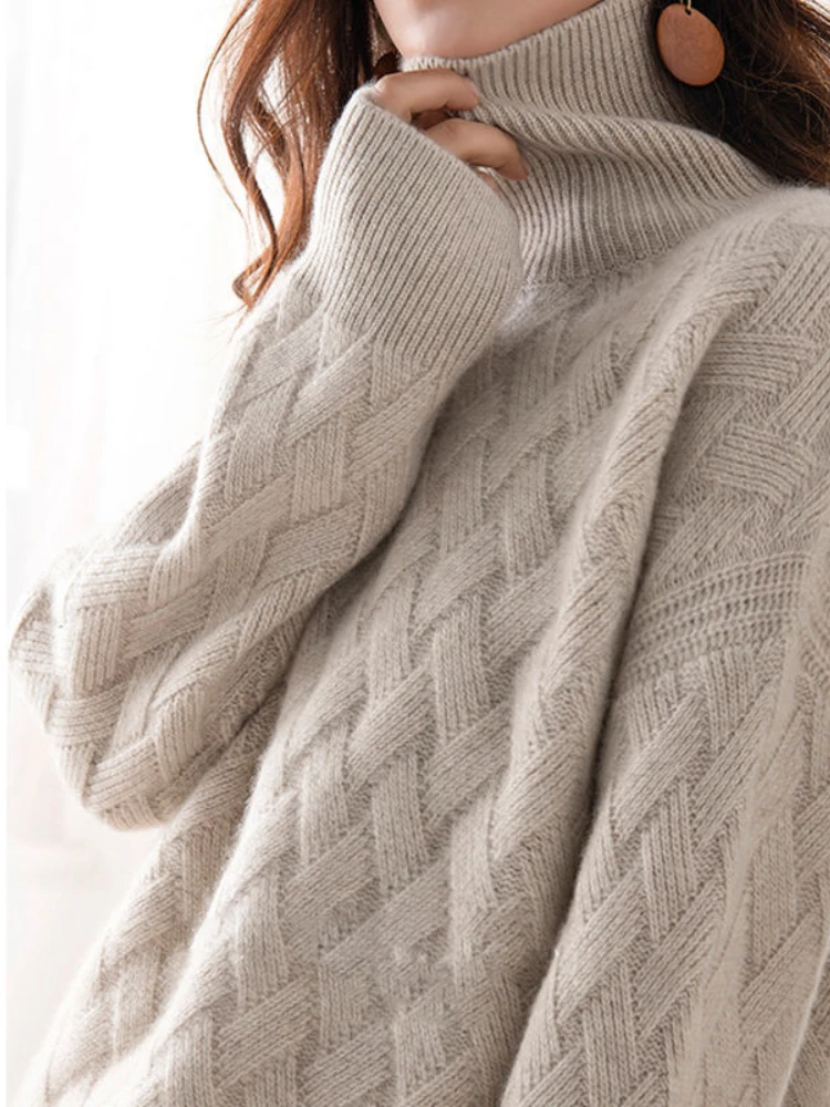 

AOSSVIAO 2024 New Women Loose Sweater Winter Casual Chic Cashmere Oversize Thick Sweater Pullovers Pullover Female Long Sleeve