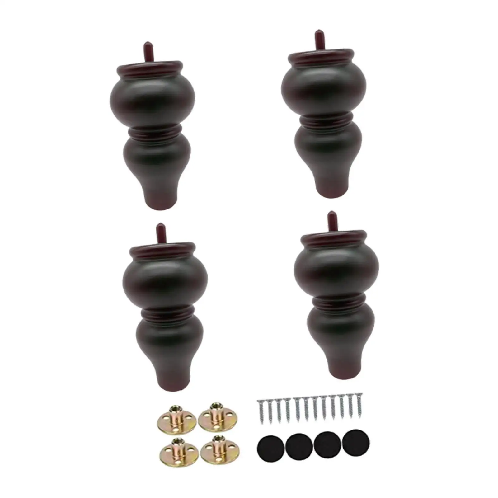Sofa Legs Wooden Support Vintage Design Bed Riser with Gold Decoration Furniture Hardware for Dresser Cabinet Coffee Table