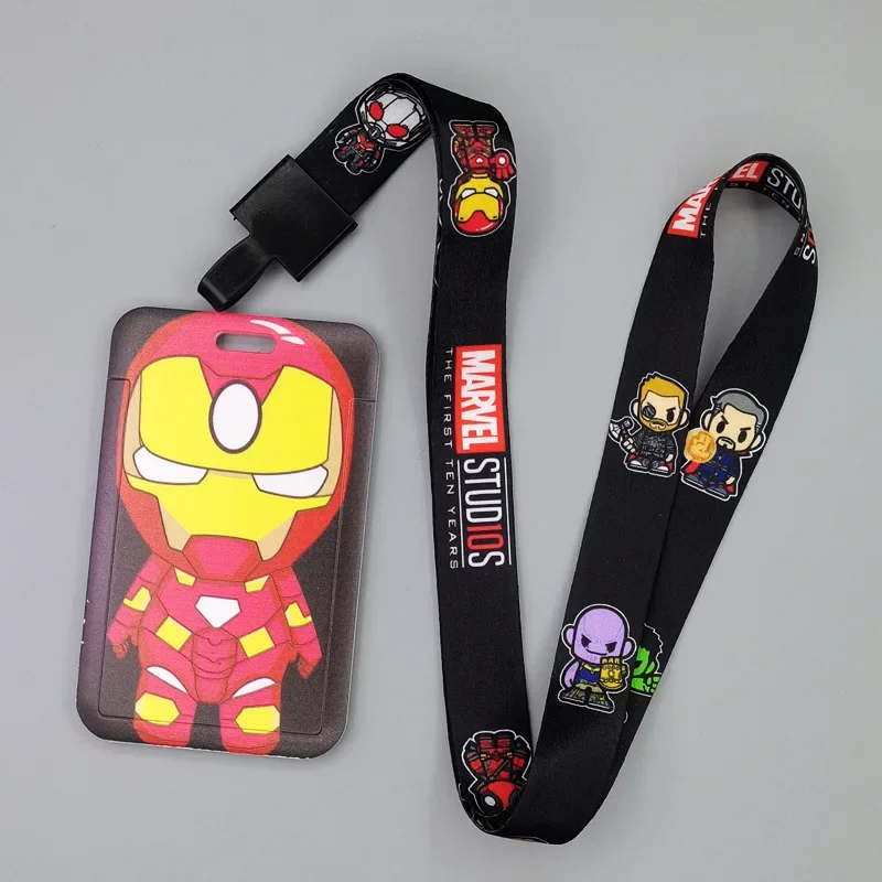 Disney Spider Man Card Holder Cartoon Keychain Pendant Student Campus Wear Neck Student Badge Card Protector for Kids Gift