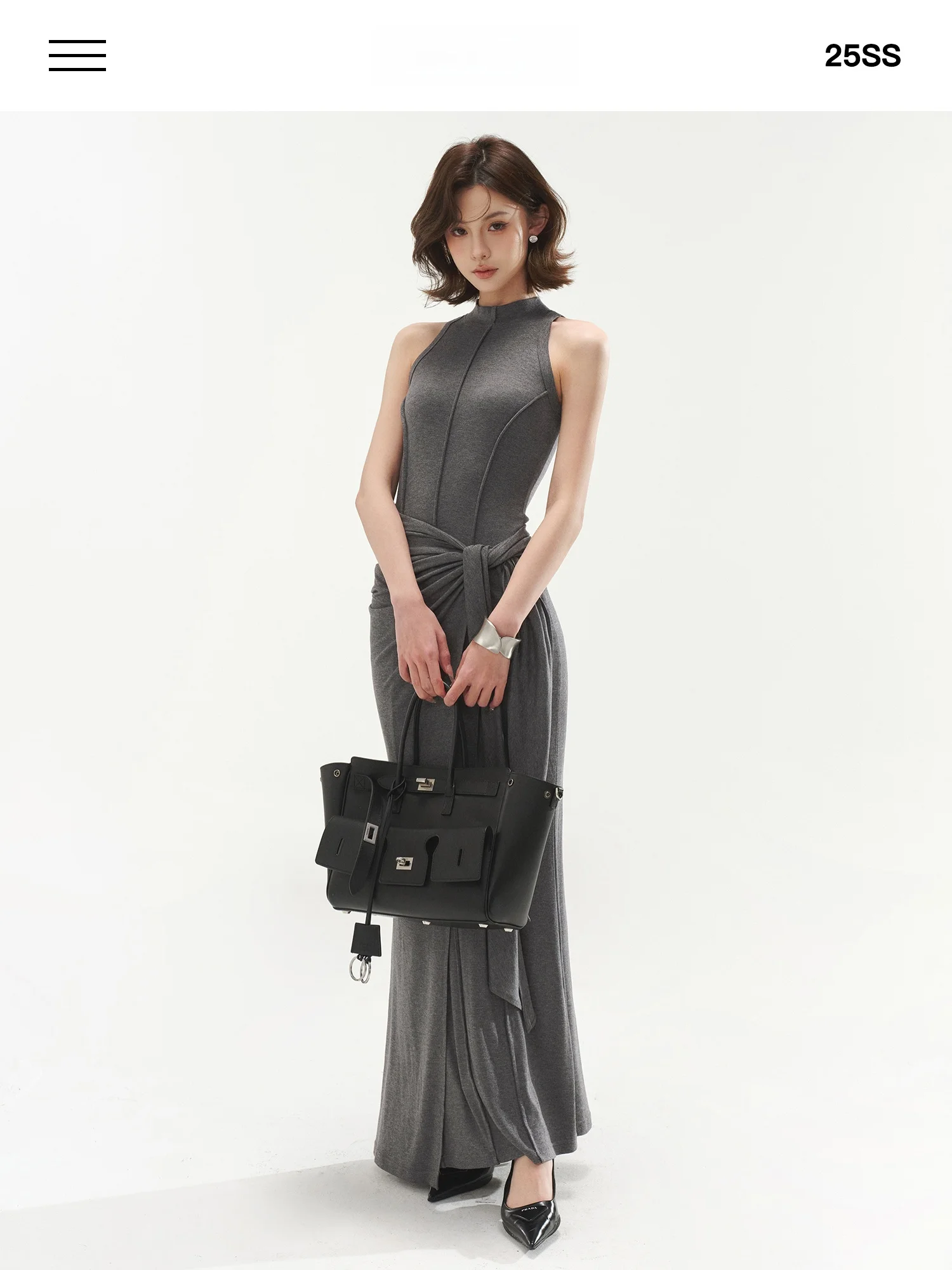 CYNR Desain Asli Rompi Model High-End Dr Slim Fit Rok Panjang Seksi Model Dua Lapis Palsu Ci Commute Musim Semi S...