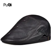 Pudi Man Genuine Leather Baseball Cap Hat Beret 2019 New Winter Warm Male Golf Hast Caps HL910