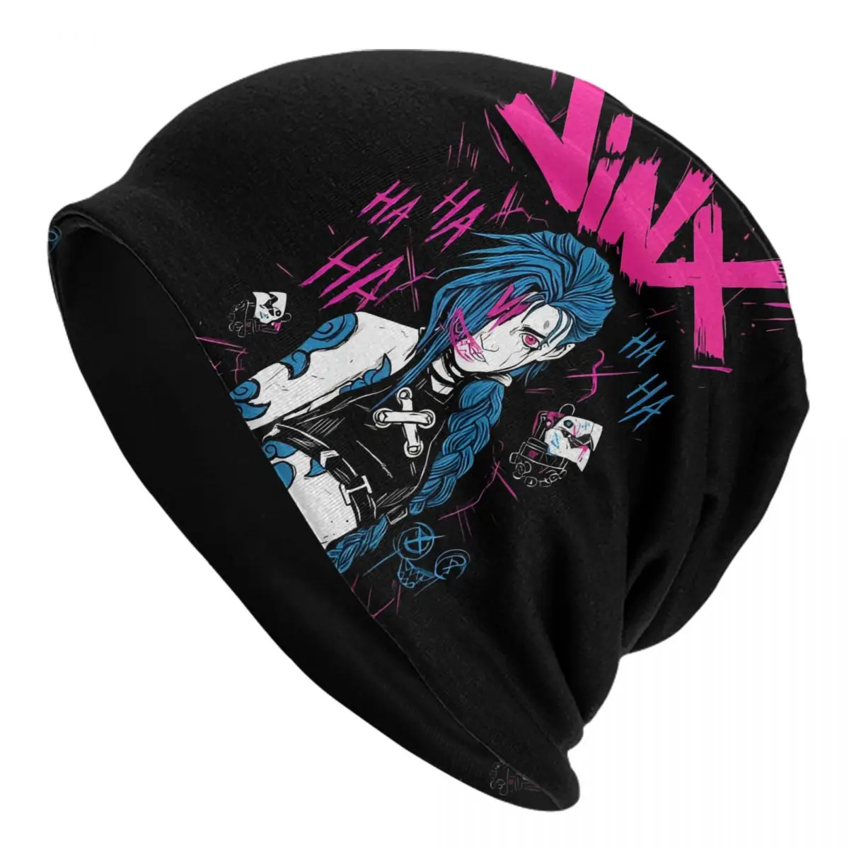 Jinx Arcane Bonnet Hat Cool Outdoor Skullies Beanies Hat League Battle Game Legends for Men Women Spring Dual-use Caps