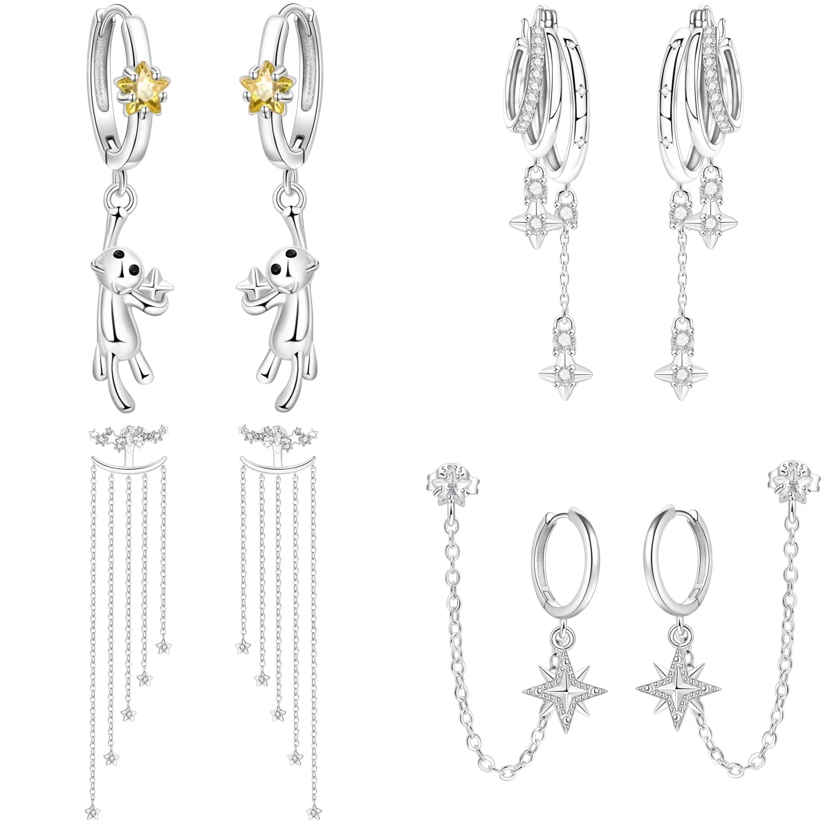 

Orstarry Original 925 Sterling Silver Tassel Earrings Women Zircon Ear Studs Sparkling Hoop Earring Anniversary Jewelry Gifts