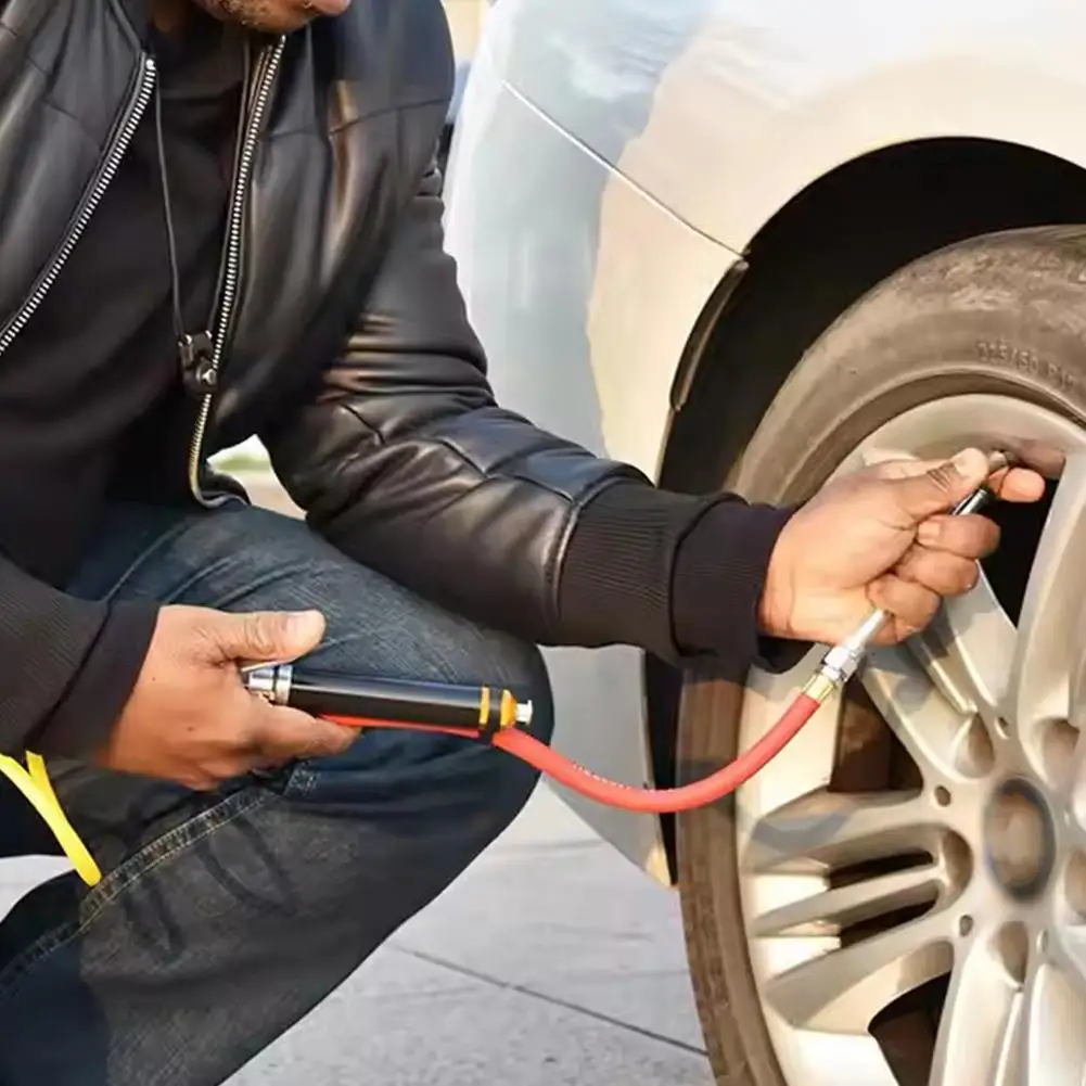 يده سيارة الهواء الإطارات الضغط حشو ملء نافخة الشاحنات الإطارات الهواء أداة دراجة نارية ضاغط أداة قياس السيارات خرطوم إصلاح P5E1 #4