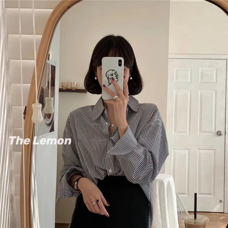 

Рубашки с длинным рукавом, женские шифоновые блузки на пуговицах, рукава-фонарики, субкультурное эмо, Harajuku, модная осенняя повседневная одежда Y2K