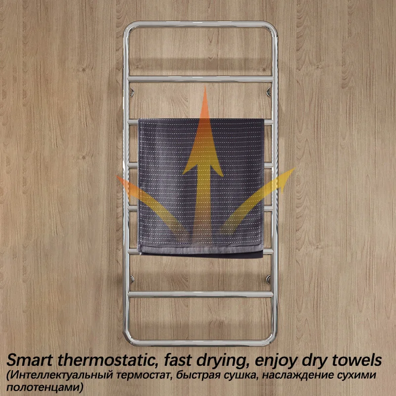 Smart Thermostatic Bathroom Towel Warmer Stainless Steel Electric Heated Towel Rail Hidden/Exposed Wires Electric Towel Rack