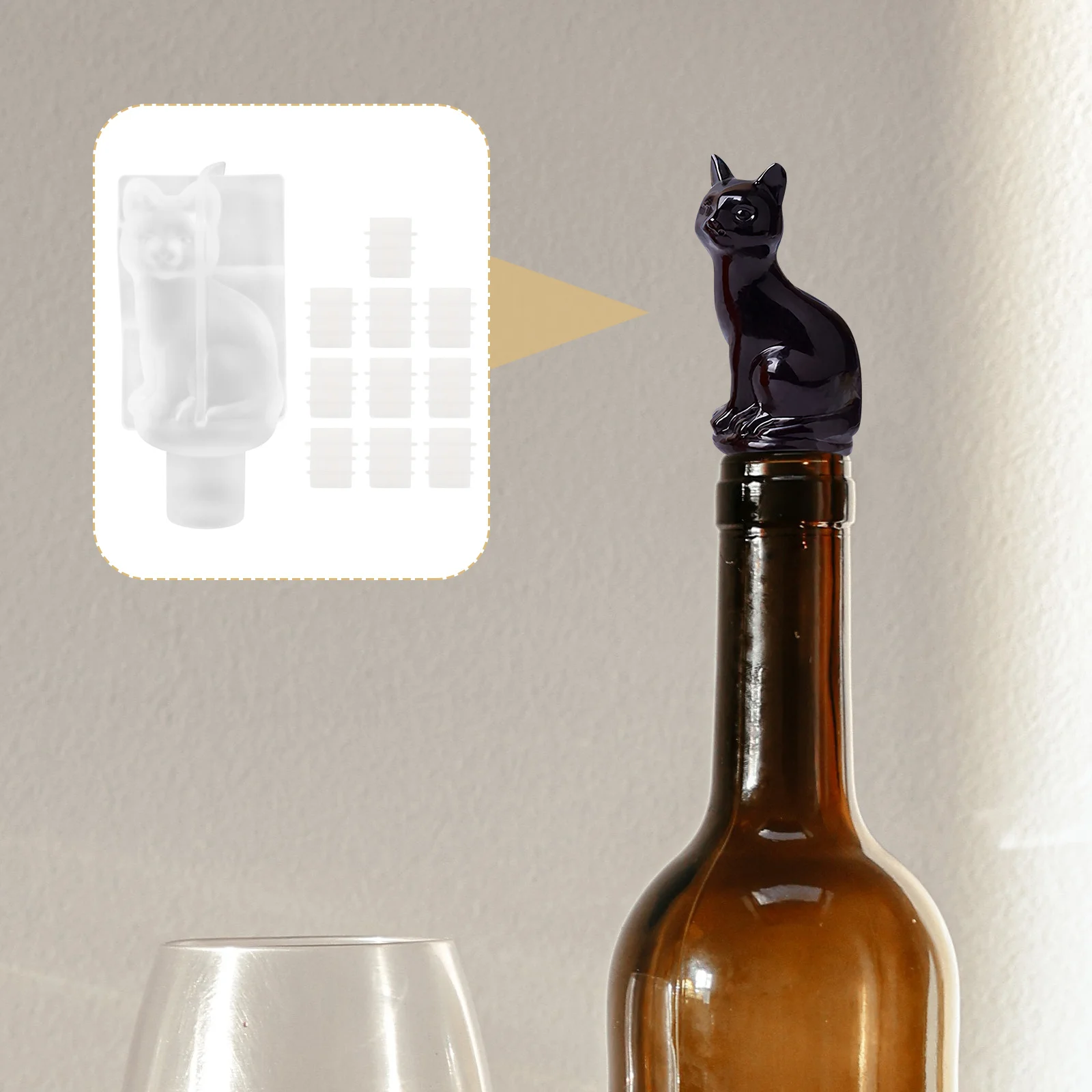 

1Set Wine Bottle Stopper Mold DIY Resin Casting Mould with Glitter Sequins Pigments Bottle Stopper Mold DIY Crystal Epoxy Mould