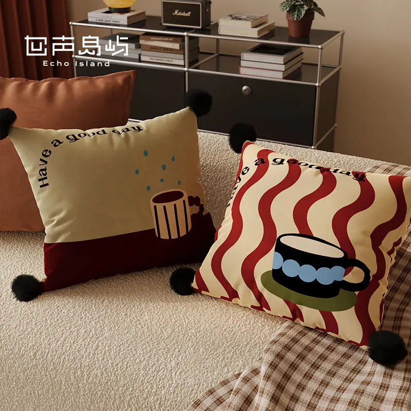 American retro home throw pillow removable pillow cover premium feeling living room sofa back cushion bedroom bedside ornament
