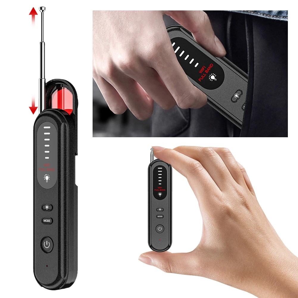 Camera RF Signal Detector Anti-Eavesdropping Signal Scanner Anti Candid Hacking Devices 6 Levels Adjustable Sensitivity for Car