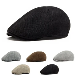 Nieuwe Zomer Linnen Baret Mannen Zonneklep Platte Hoed Vrouwen Mode Baretten Ademende Krantenjongen Cap Luxe Vintage Caps Unisex