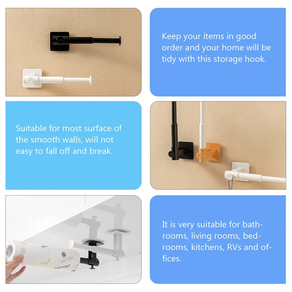 Adhesive Telescopic Wall Hook Waterproof Retractable Hanging Rack Heavy Duty L-Shaped Storage Holder for Keys Coat Hat Clothes view 5