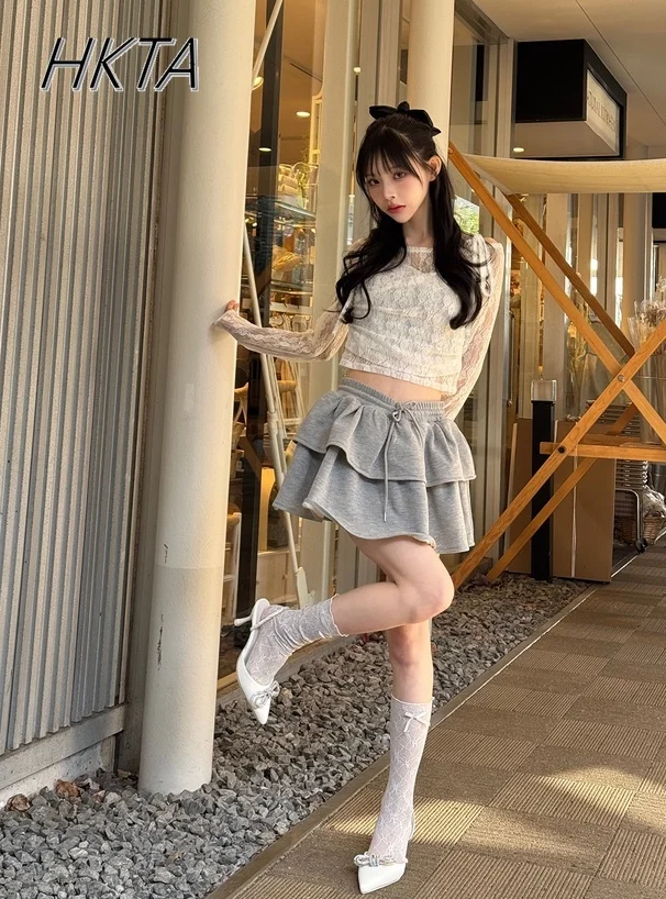 Estilo japonés Retro con cordones ahuecados camisa de manga larga Tops mujeres Mine novedad de verano dulce cintura delgada chica caliente camiseta negra