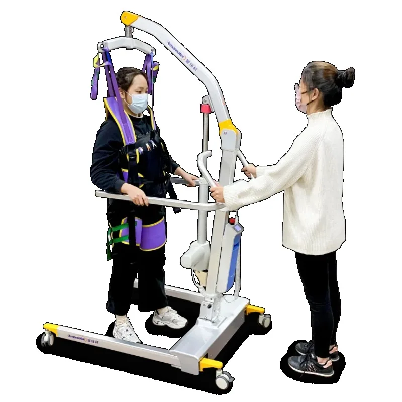 Elevator sling assisted rehabilitation equipment for transferring patients to the toilet car bed