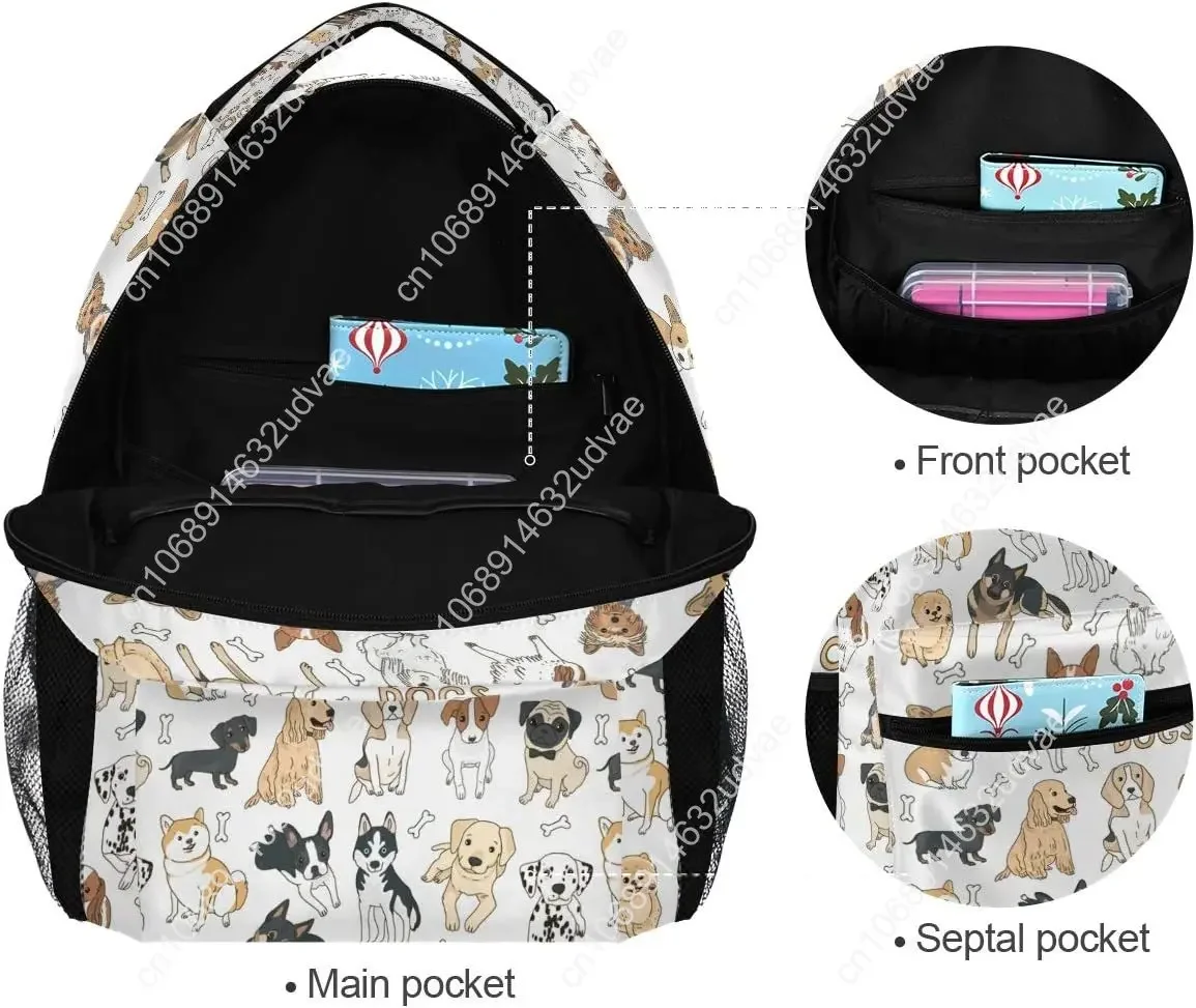 Ransel Besar Motif Anjing Lucu untuk Siswa Sekolah, Tas Sekolah Perjalanan untuk Laptop, iPad, Tablet, yang Dapat Dipersonalisasi