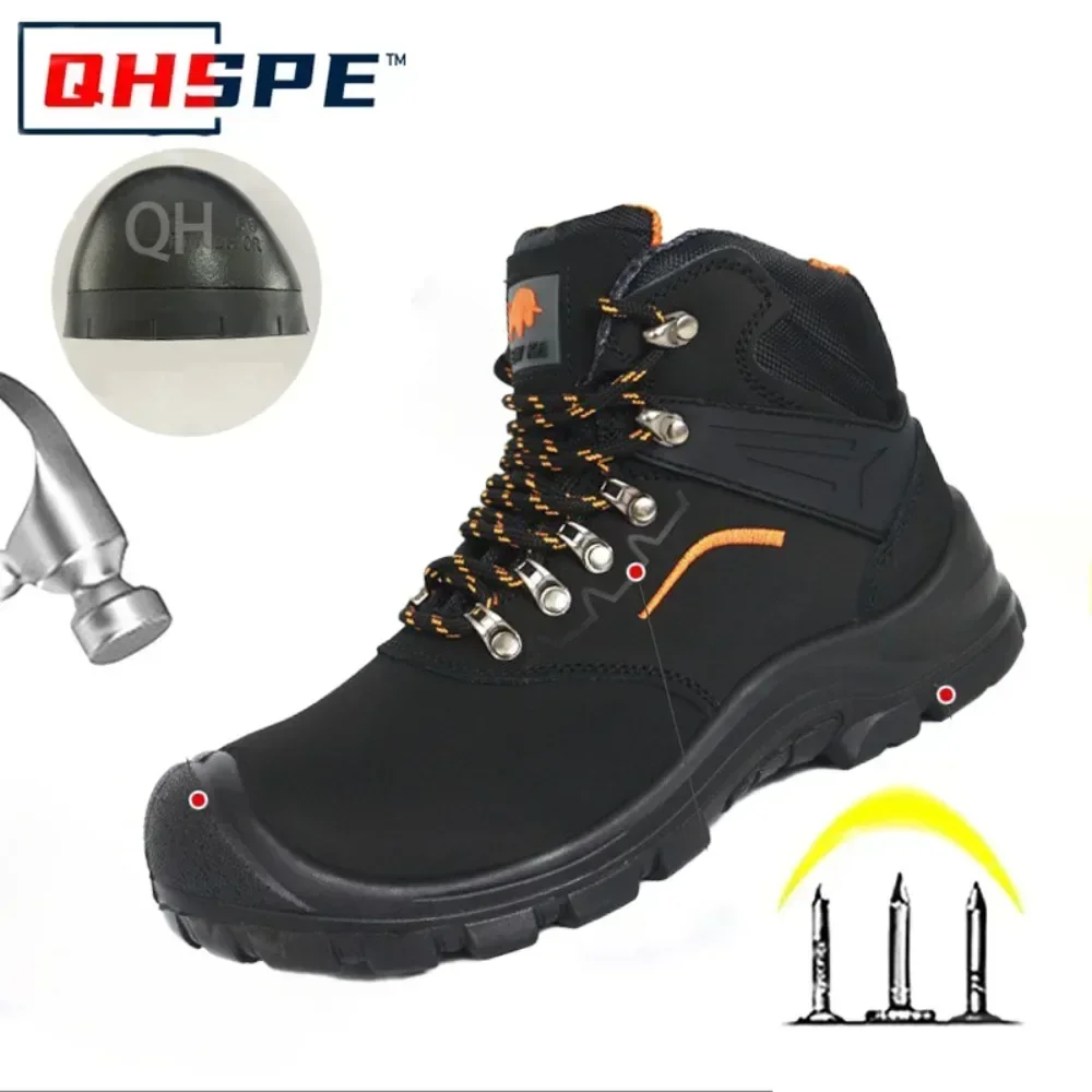 Anti Static Leather Safety Shoes Men Anti Smash Anti Puncture Anti Slip Dustproof Wear Resistant Work Boots Protective Footwear