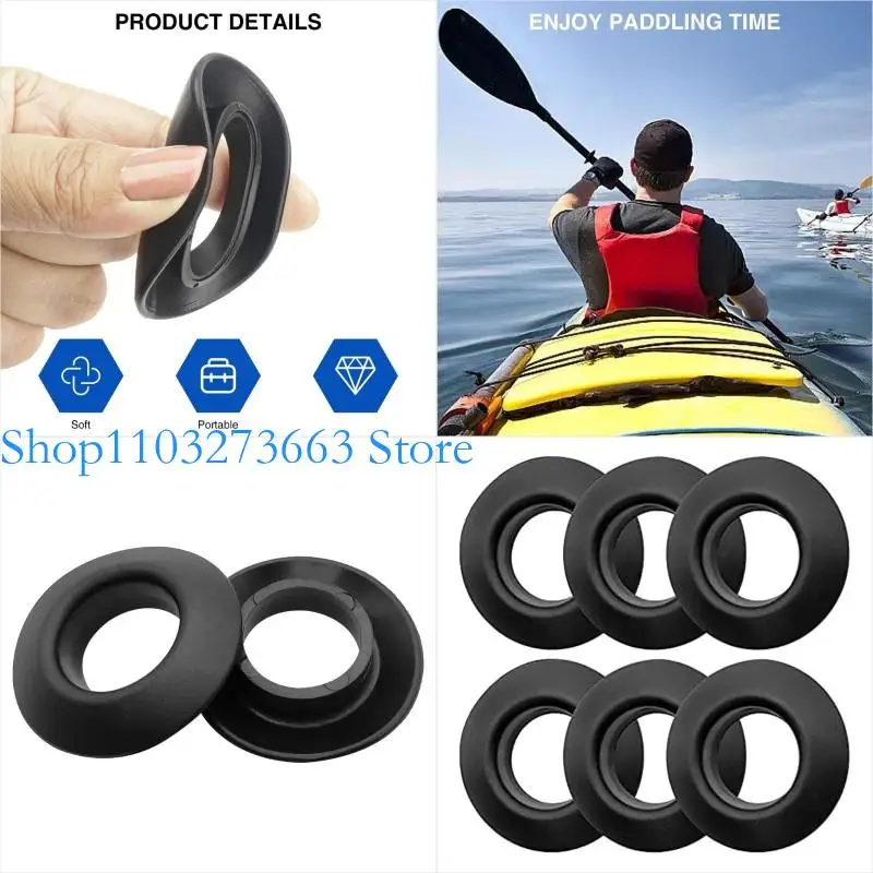

R6FE 6Pcs Rubber Drip Rings Splash Guards Rings for Kayak Canoes Rafting Paddles
