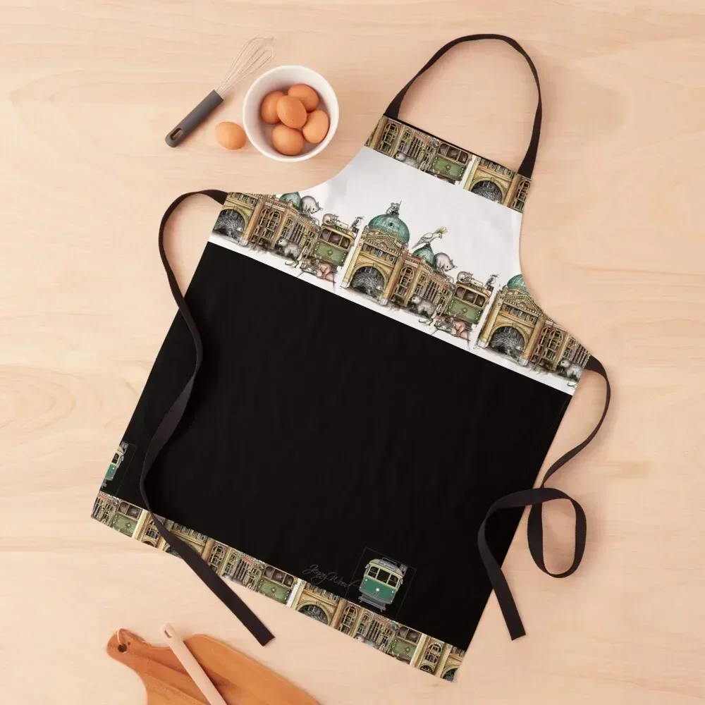 

Melbourne tram and Flinders street Apron For Girl Chef Uniform Woman Ladies cleanings Apron
