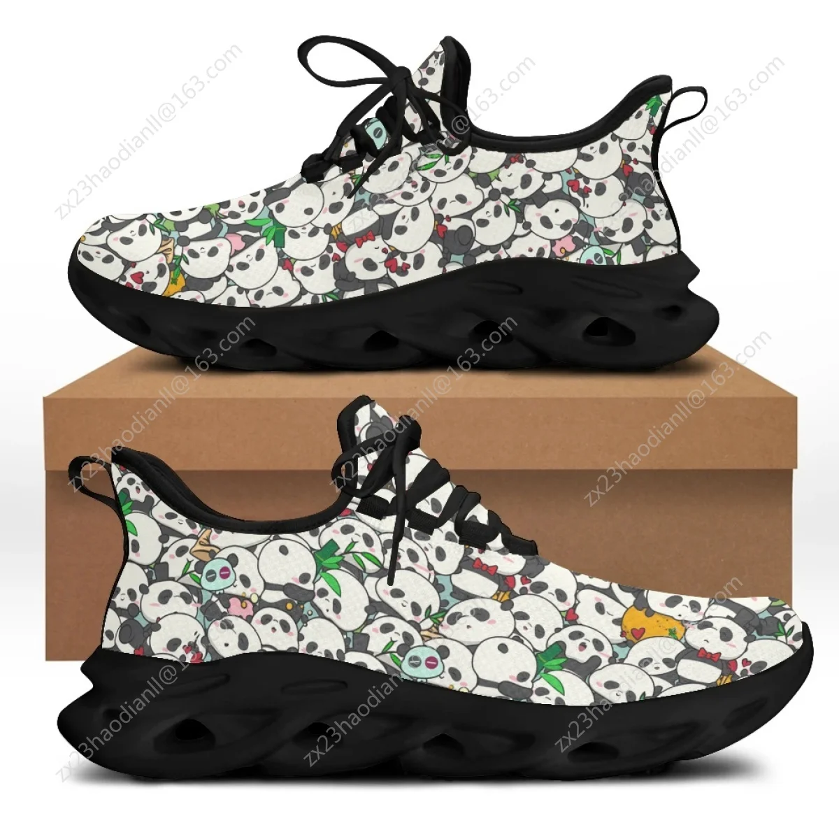 

Dropship Brand Design Women Sneakers Cute Panda Shoes Thick EVA Bottom Outdoor Casual Lace-up Flats Walking Style Shoes