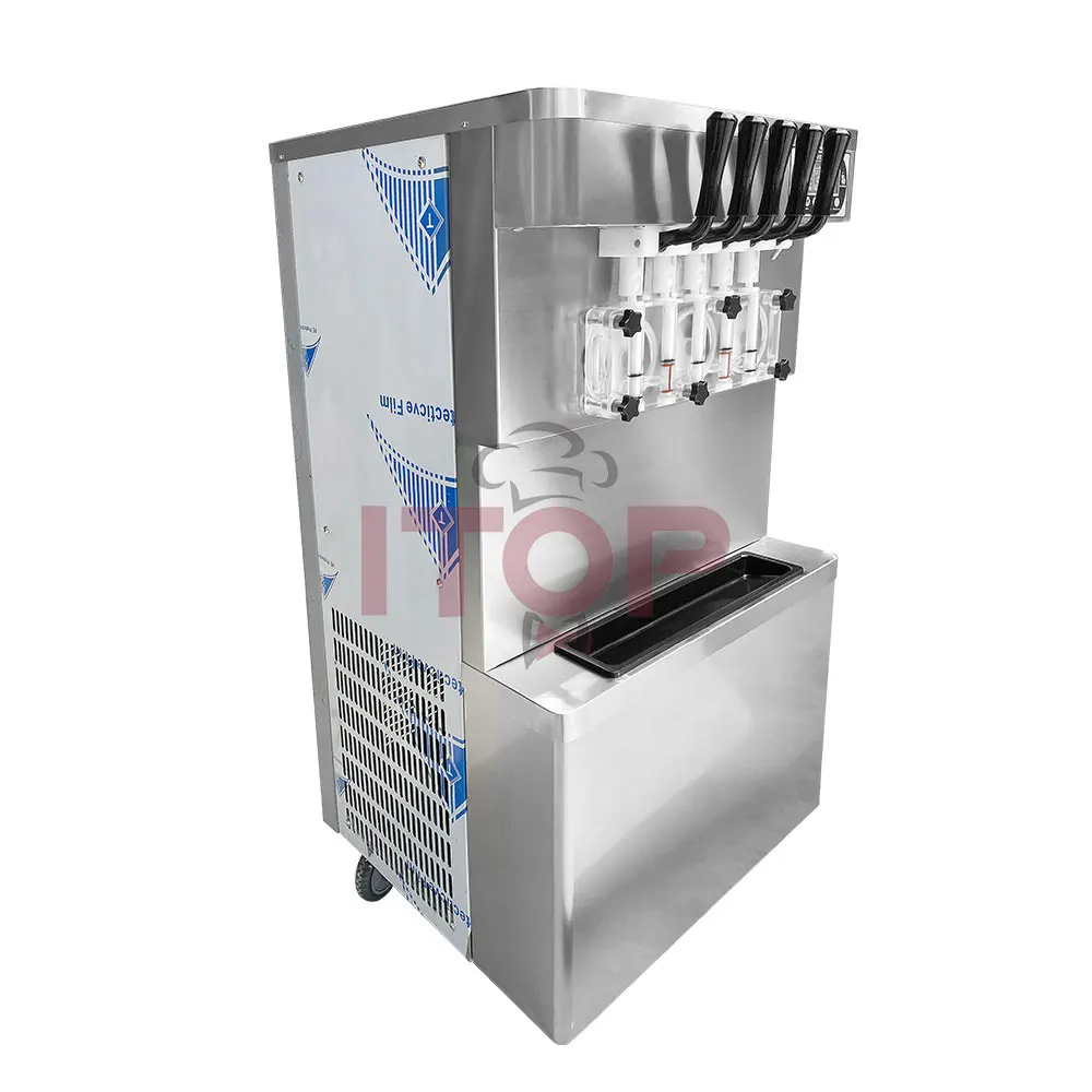 Mini macchina per la produzione di gelato da tavolo commerciale più economica con 5 sapori misti Macchina per gelato soft con touch screen
