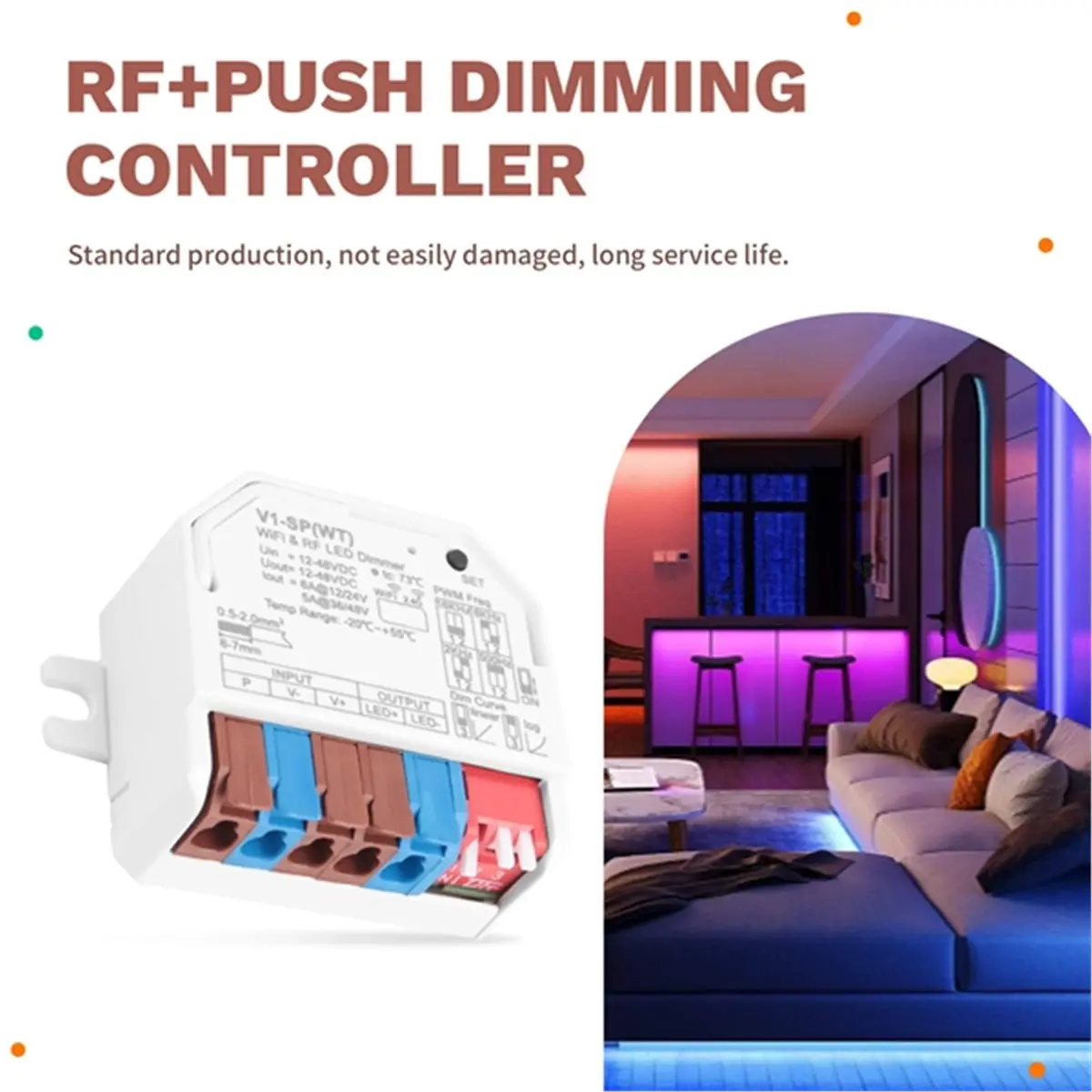 giftnew V1-SP Tuya Smart Cloud WiFi Dimming Push LED Controller Single Channel Constant Voltage Brightness Adjust