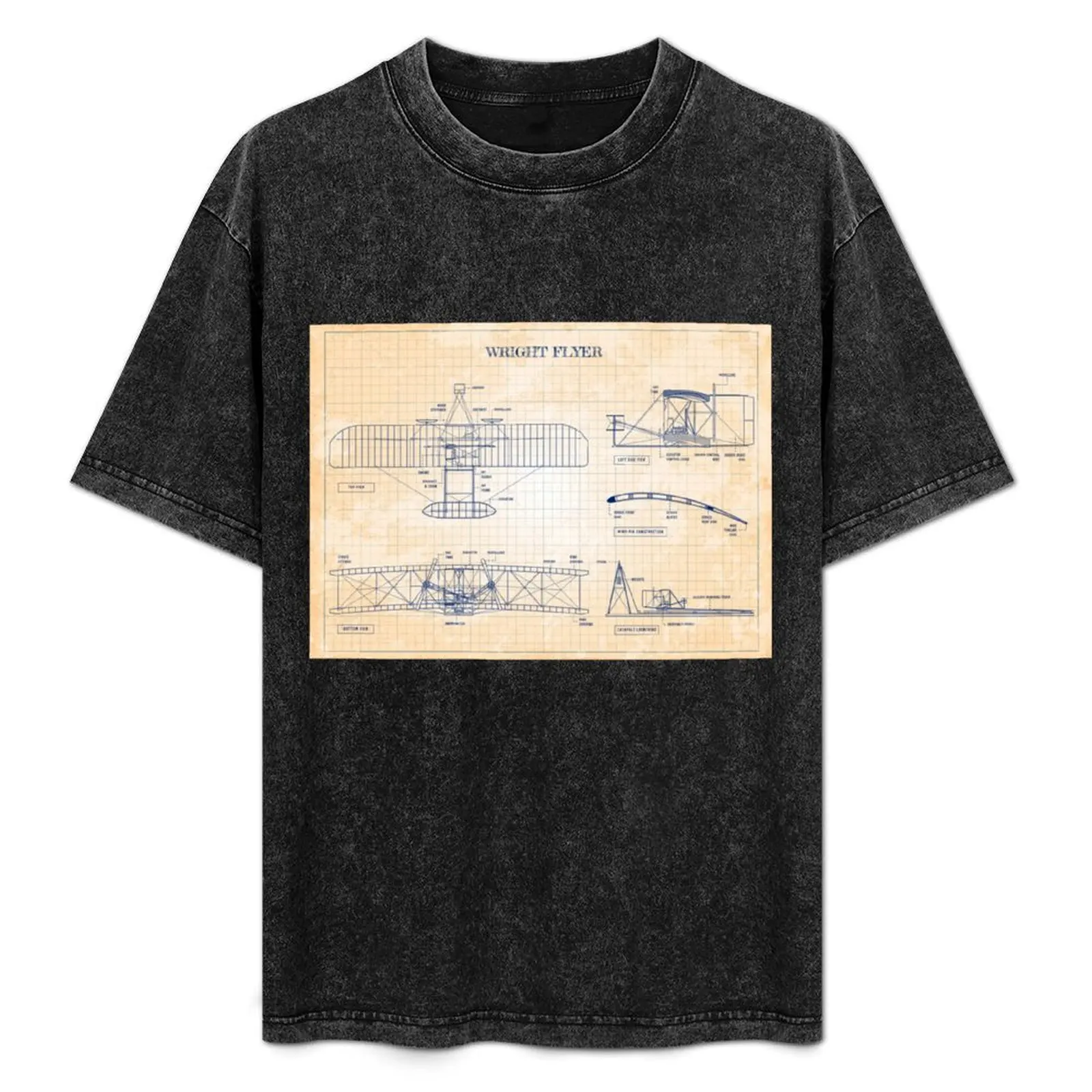 Wright Flying Machine (Old Blue Grid Version, 5 Figures) T-Shirt sports fans Short sleeve tee sweat custom t shirt mens t shirts