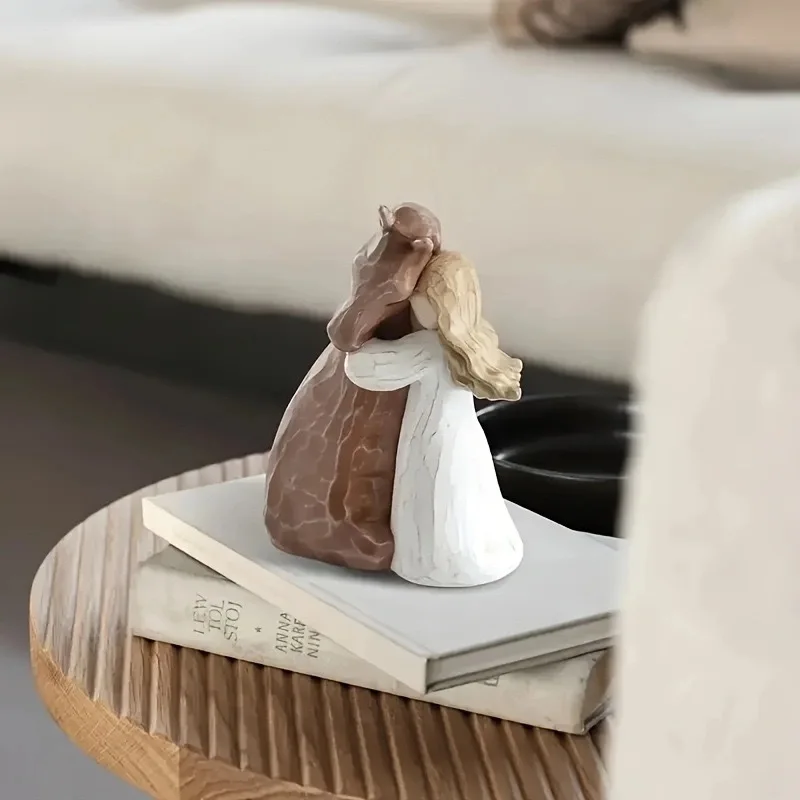 Hugging Horse Resin Figurine - Cute Embrace Statue, Unique Home Decor, Garden Ornament, Artistic Window Display