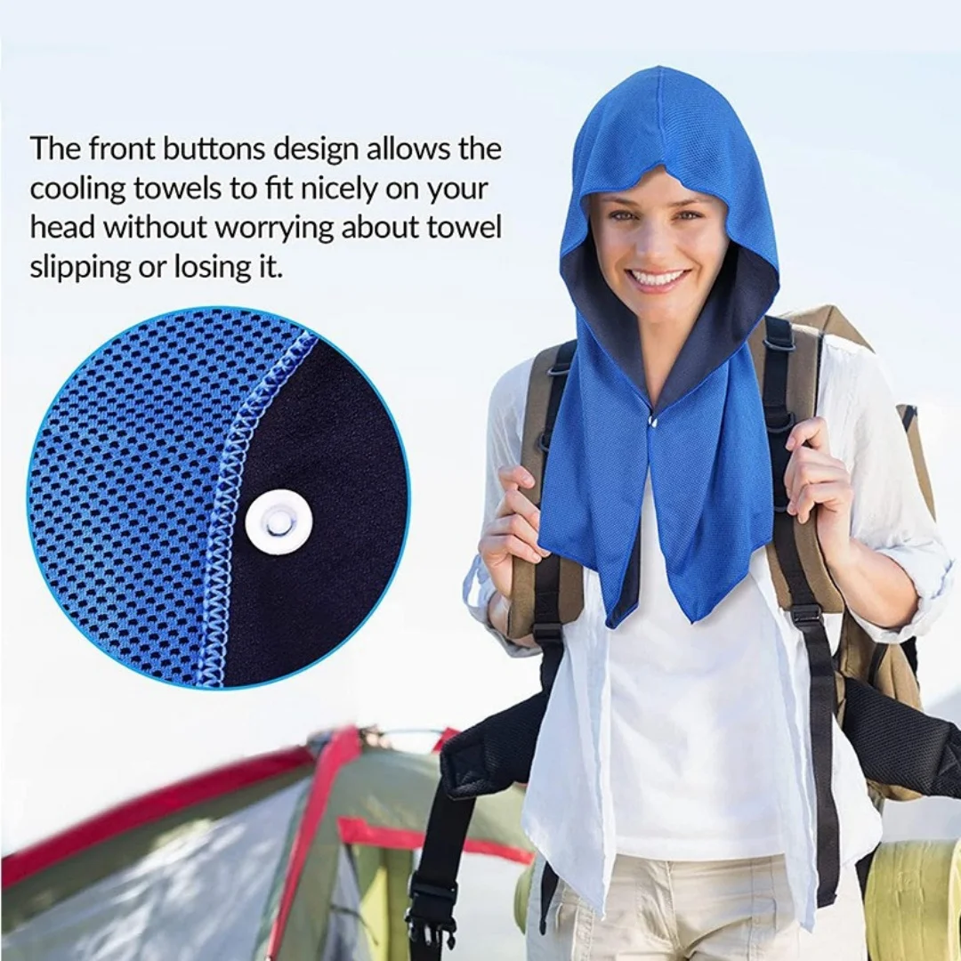 1PC Cooling Hoodie Towel- Hood Towel, Evaporative Cool Technology, Cools Instantly When Wet, , Great for Sports, Fitness, Gym