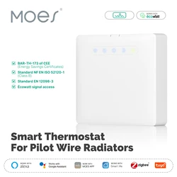 Termostato intelligente ZigBee per il supporto del radiatore del riscaldamento del filo pilota Ecowatt monitoraggio dell'elettricità App telecomando funziona con Alexa