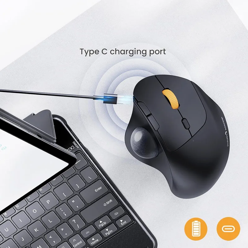 

Беспроводная мышь с трекболом ProtoArc, EM04, эргономичная Bluetooth-роллерная перезаряжаемая мышь для компьютера, ноутбука, управления большим пальцем