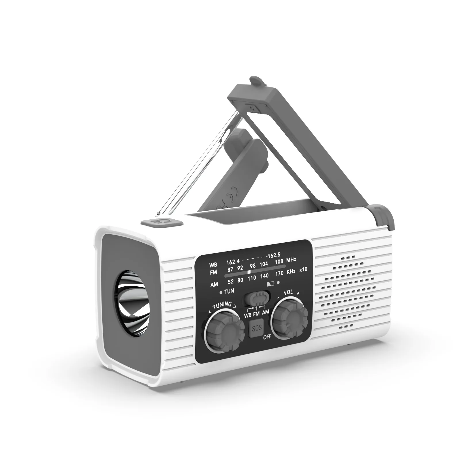 Customizable Multi functional solar powered hand cranked charging mobile phone emergency radio charging disaster preven