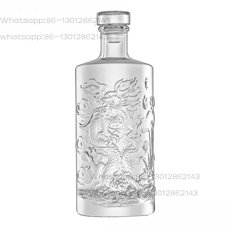 

Dragon Engraved 500ML Round shaped whiskey decanter barware Alcohol Bottle for Liquor Scotch Bourbon
