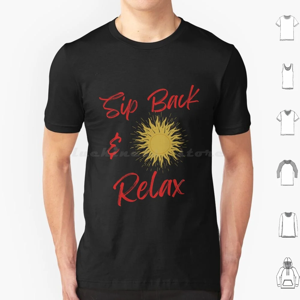 Sip Back & Relax T Shirt Cotton Men Women Diy Print Sip Back Relax Chill Chill Out Drinks Fun Iguana Ocean Palm Trees