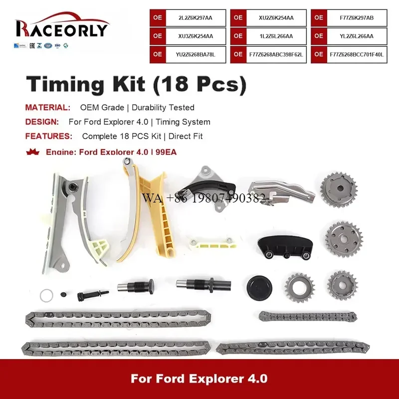 wmwmnu Engine Timing Chain Kit 18pcs for RACEORLY 2L2Z6K297AA XU2Z6K254AA for Explorer 4.0 V6 99EA