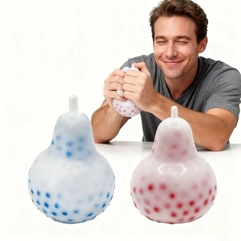 Bonito pêra mole espremer espinhas alívio do estresse fidget diversão silicone pitada frutas compulsão ventilação para adulto anansiedade brinquedo fidget