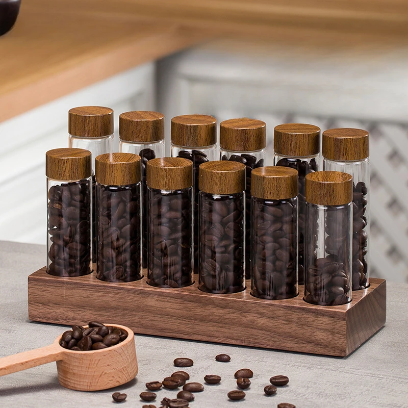 

Coffee Beans Storage Container Tube Display Rack Tea Bottle Glass Single Dose Espresso Accessory Coffeware Set Barista Tool Gift