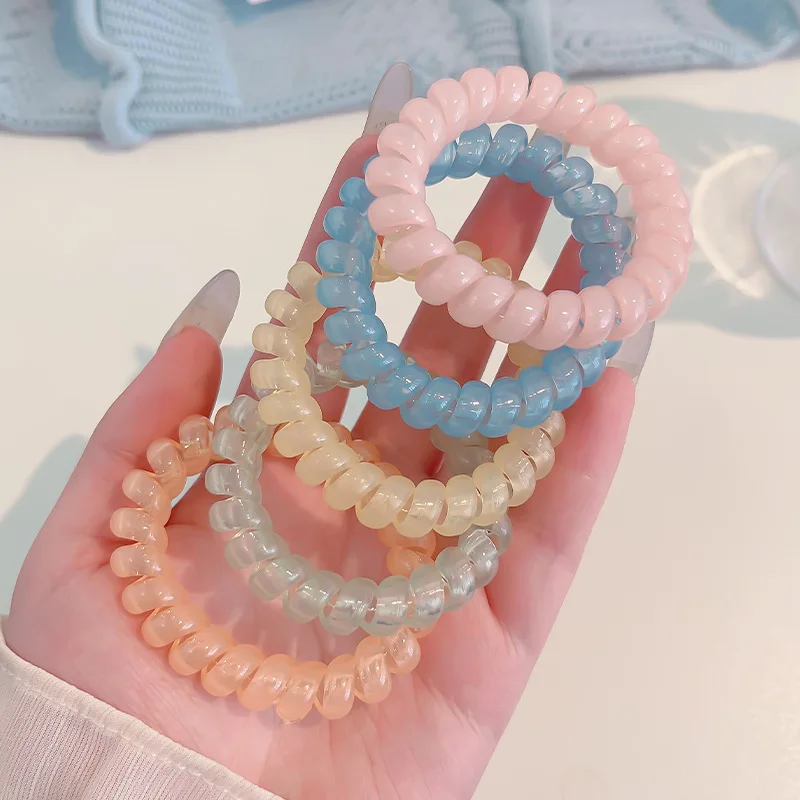 

No Crease Spiral Hair Tie Coil Scrunchies for Women High Elasticity No Damage Ponytail Holder for Gym Work Office