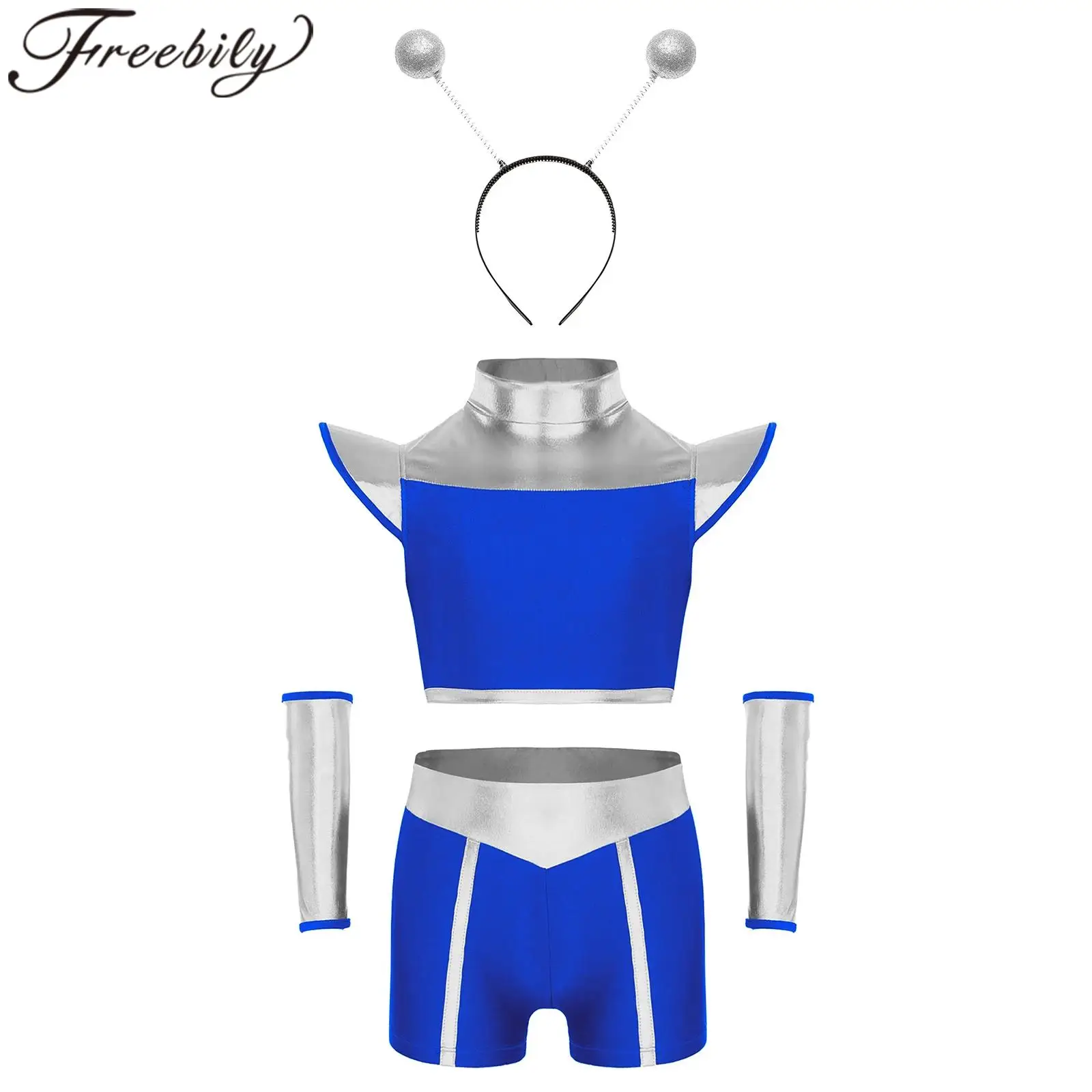 Disfraz metálico para niños, trajes de extraterrestre, vestido de guerrero del espacio exterior, ropa de Robot astronauta, conjunto de disfraces de fiesta de Carnaval y Halloween