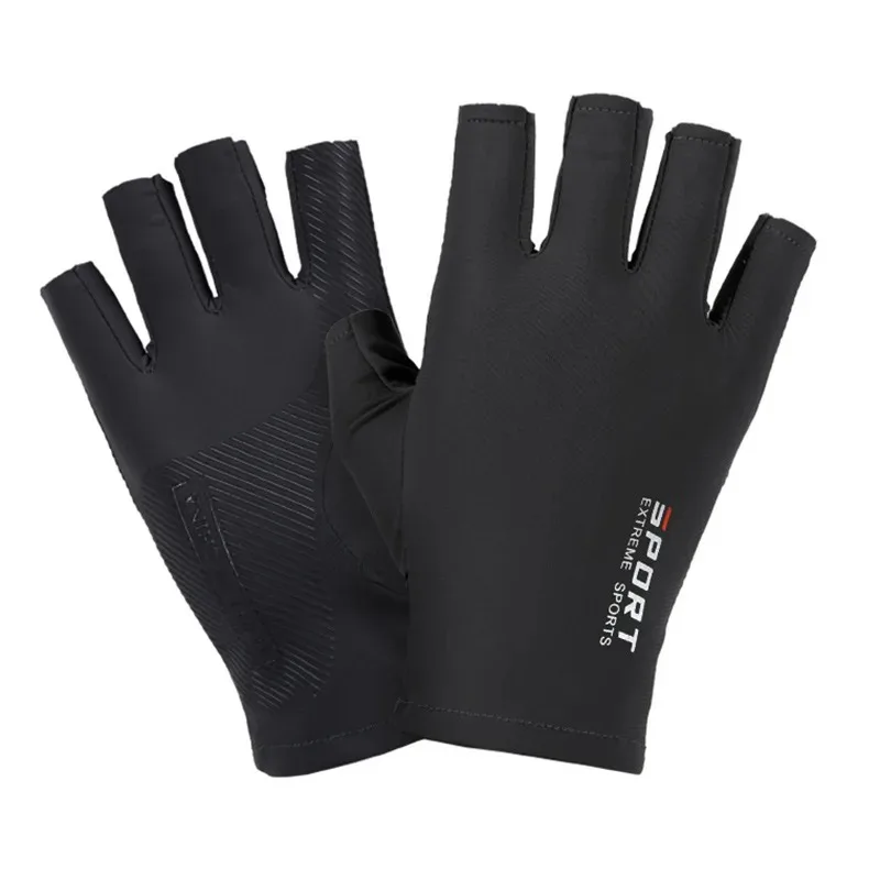 1 Pair Unisex Half Finger Gloves, Ice Silk Sun Protection Gloves for Fishing Driving Sailing Boating Kayaking Outdoor Sports
