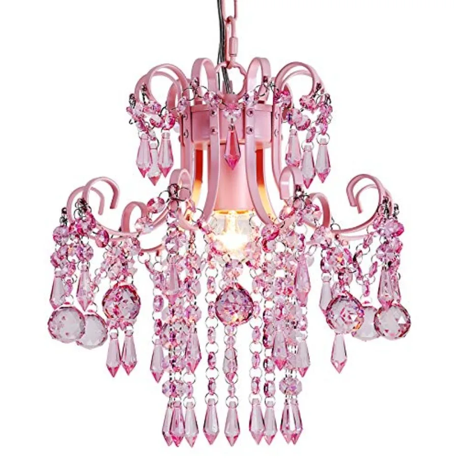 

Mini Crystal Chandelier for Princess Room, Dressing Room, Bathroom, Clothing Store, Salon Modern Pink Hanging Light Fixture, W1